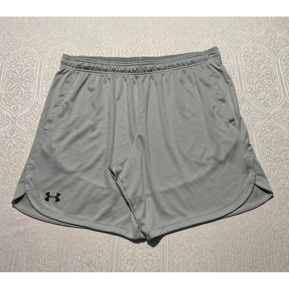 Under Armour HeatGear Loose Mens Gray Mesh Athletic Training Shorts 2XL
